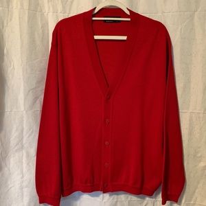 St. Croix Men's Red Cardigan Sweater L